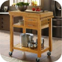 Bamboo Top Rolling Kitchen Cart
